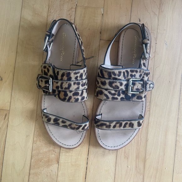 Gianvito Rossi Leopard Print Calf Hair Sandals - Picture 1 of 4